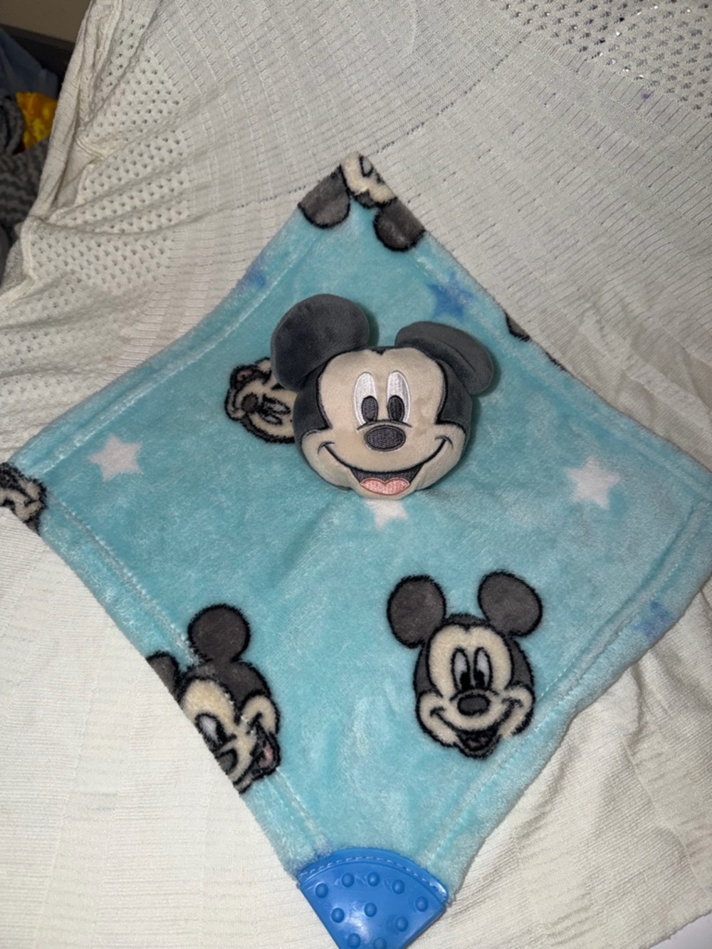 Mickey Mouse Blue Plush Comfort Lovey with Teether